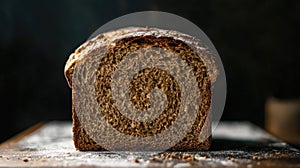 A loaf of brown bread, showcasing its texture and shape