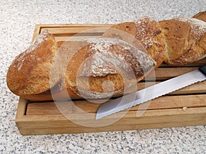 A loaf of freshly baked French bread