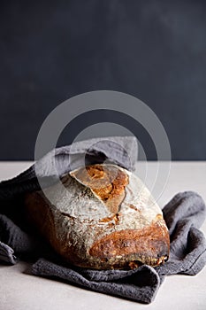 Loaf of freshly baked homemade sourdough bread