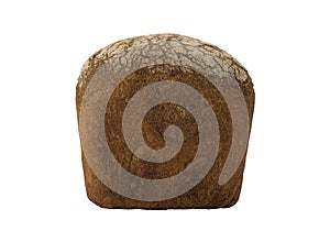 Loaf of grey bread isolated on white background