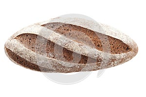 Loaf of rye bread on a white background isolate