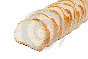 Loaf of white bread cut into pieces