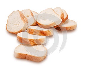 Loaf of white bread cut into pieces