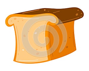 Loaf white bread, fresh baked goods, fried crispy crust, good bakery design cartoon style vector illustration, isolated