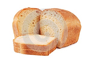 Loaf of white bread isolated on white background
