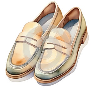 loafer shoes watercolor illustration