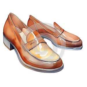 loafer shoes watercolor illustration