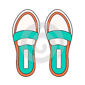 Loafers shoes, classic casual footwear for male and female. Cartoon style icon, logo for shoe store. Vector illustration