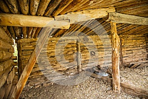 Loafing calving log barn primitive cattle ranch