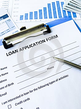 Loan application form document with graph on table