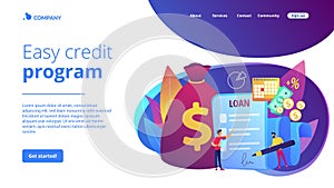 Loan disbursement concept landing page