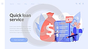 Loan disbursement concept landing page