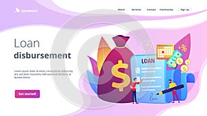 Loan disbursement concept landing page