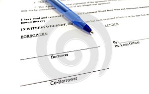Loan Document for Individual or Couple to Borrow Money from Lender Written Contract