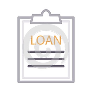 Loan document thin line color vector icon