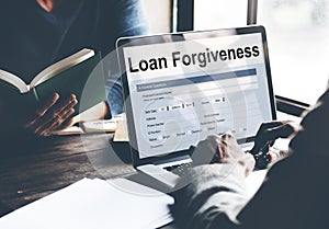 Loan Forgiveness Debt Filling Application Concept