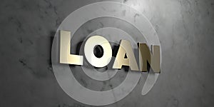 Loan - Gold sign mounted on glossy marble wall - 3D rendered royalty free stock illustration