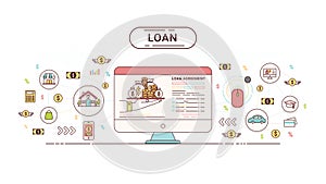 Loan Infographics design concept. Loan agreement between creditor and debtor. Vector illustration. photo