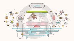 Loan Infographics design concept. Loan agreement between creditor and debtor. Vector illustration. photo