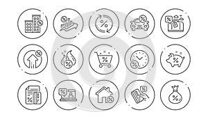 Loan line icons. Investment, Interest rate and Percentage diagram. Linear icon set. Vector