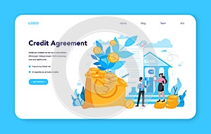 Loan manager, credit agreement web banner or landing page.
