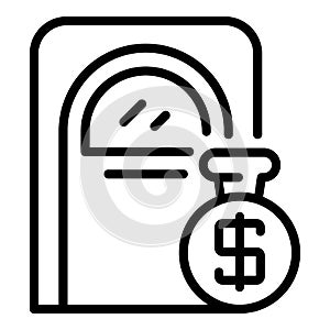 Loan money bag icon outline vector. Collateral marketing