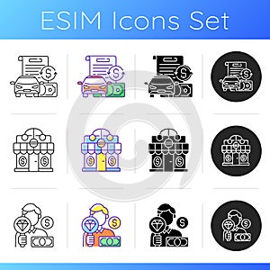 Loan office icons set