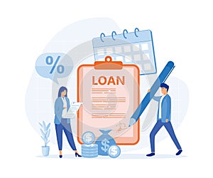 Loan restructuring concept. Credit refunding with reduced interest rate.