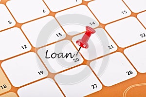 Loan word written on a calendar