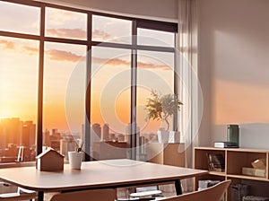 Loans for real estate concept, house on table with sunset view, generative using ai t