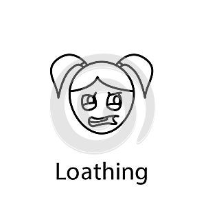 loathing girl face icon. Element of emotions for mobile concept and web apps illustration. Thin line icon for website design and d