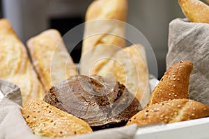 Loaves of bread at a bakery shop