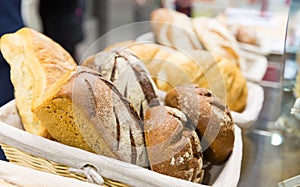 Loaves of bread on the shelf