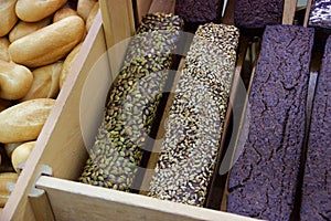 Loaves of dark bread with sunflower and pumpkin seeds, Armenia