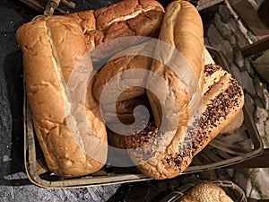 Loaves of freshly baked bread