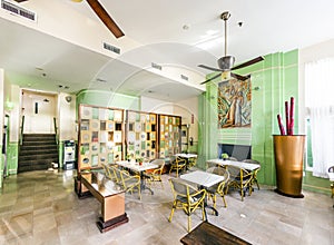 Lobby of the Art Deco Style Colony Hotel in Miami