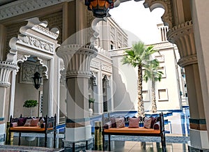 The lobby in a luxury hotel in Dubai.