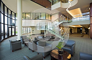 Lobby in modern office building