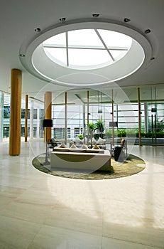 Lobby of new hotel interiors photo