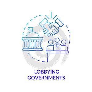 Lobbying governments blue gradient concept icon