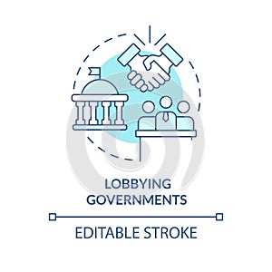 Lobbying governments turquoise concept icon