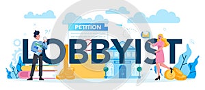 Lobbyist and lobby concept set. Professional pr specialist influencing