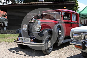 Lobec, Czech Republic - Jun 11, 2022 : Chateau Lobec oldtimer car meeting