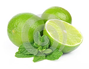 Lobes of lime with mint photo