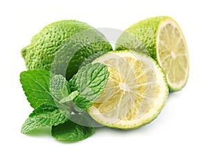 Lobes of lime with mint photo