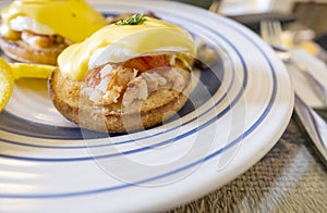 Lobster Benedict Served in a Restaurant