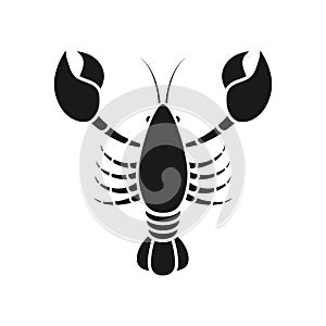 Lobster black silhouette icon. Seafood symbol vector illustration isolated on white background