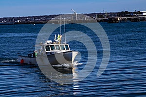 Lobster Boat Heading into Portland Maine Harbor