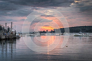 Lobster Boats Anchored at Sunrise