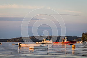 Lobster boats at dawn in Friendship, Maine